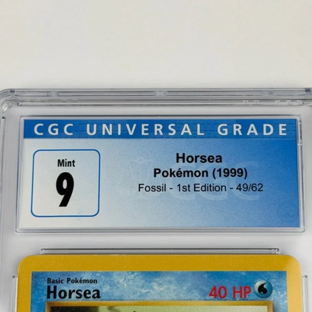 Pokemon Horsea 1st Edition Fossil 49/62 CGC 9 Mint Blue Label TCG 1999 WotC Vtg